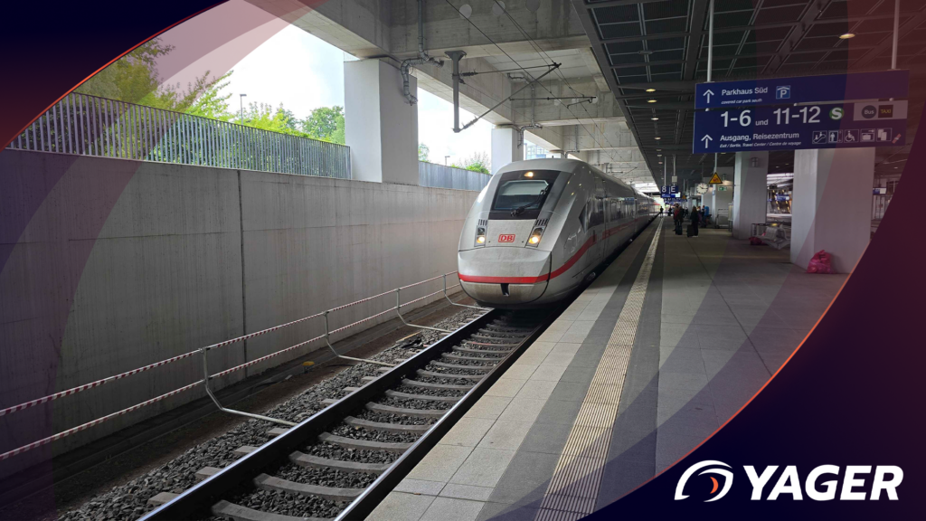 Incoming ICE train in the trainstation Südkreuz in Berlin